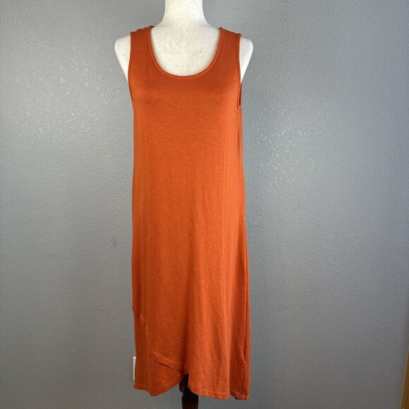 Chico's Tulip Hem Maxi Tank Shift Dress Size 1 M Orange Cotton Modal Jersey - Picture 1 of 6
